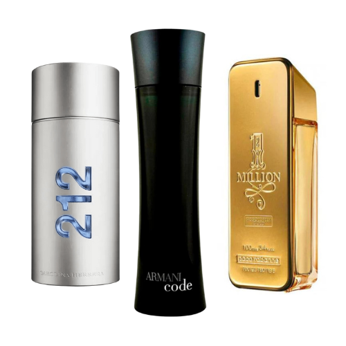 3 Perfume Set: 212 Men NYC, Paco Rabanne One Milion y Armani Code Homme 100ml
