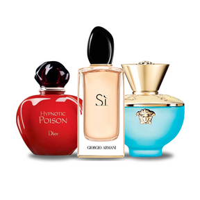 3 Perfume Set: Dior HYPNOTIC POISON, Giorgio Armani SÌ e Versace DYLAN TURQUOISE 100ml