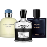 3 Perfume Set: Bleu de Chanel, Creed Aventus, y Light Blue Dolce Gabbana 100ml